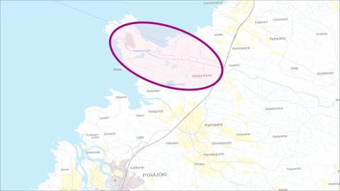 Map of the Hanhikivi area. Map base: National land survey of Finland.